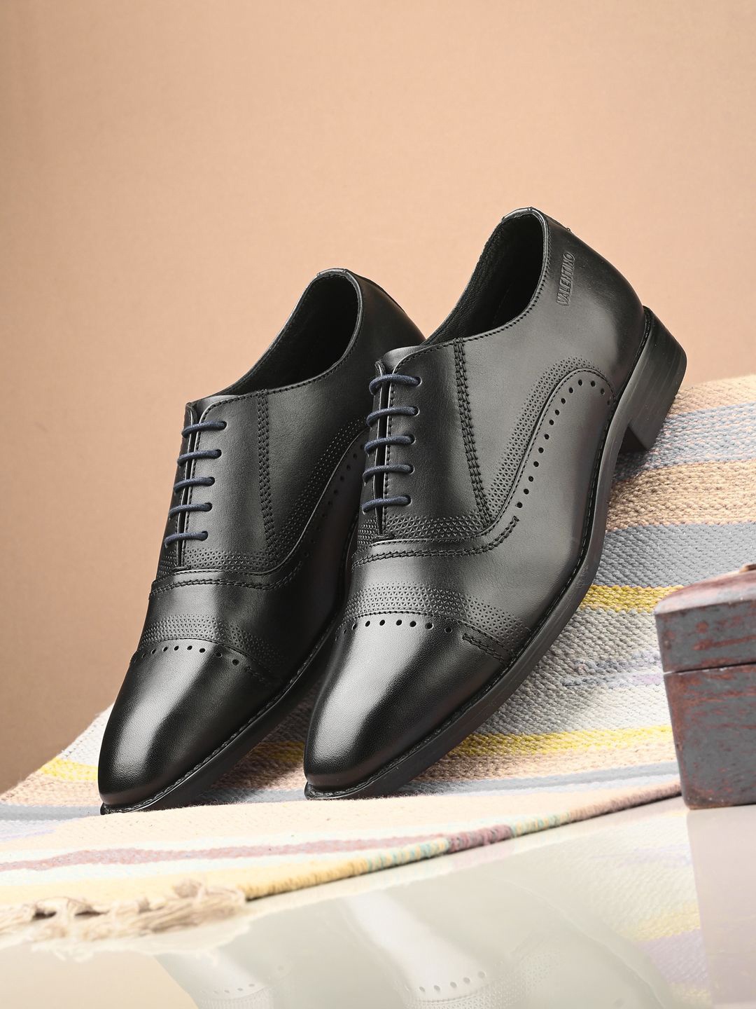 

Valentino Men Genuine Leather Formal Derbys, Black