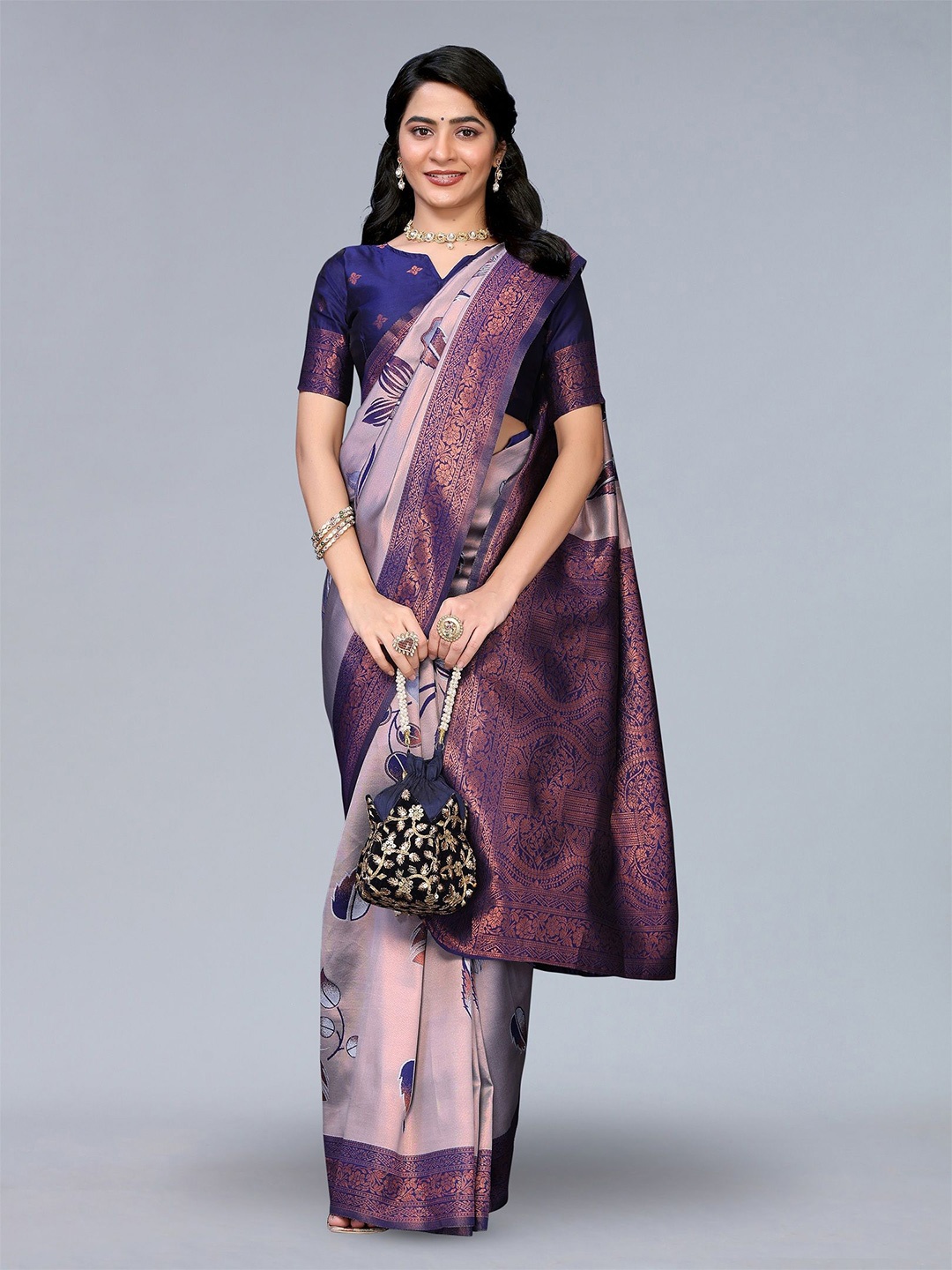 

saretramall Woven Design Zari Banarasi Saree, Purple