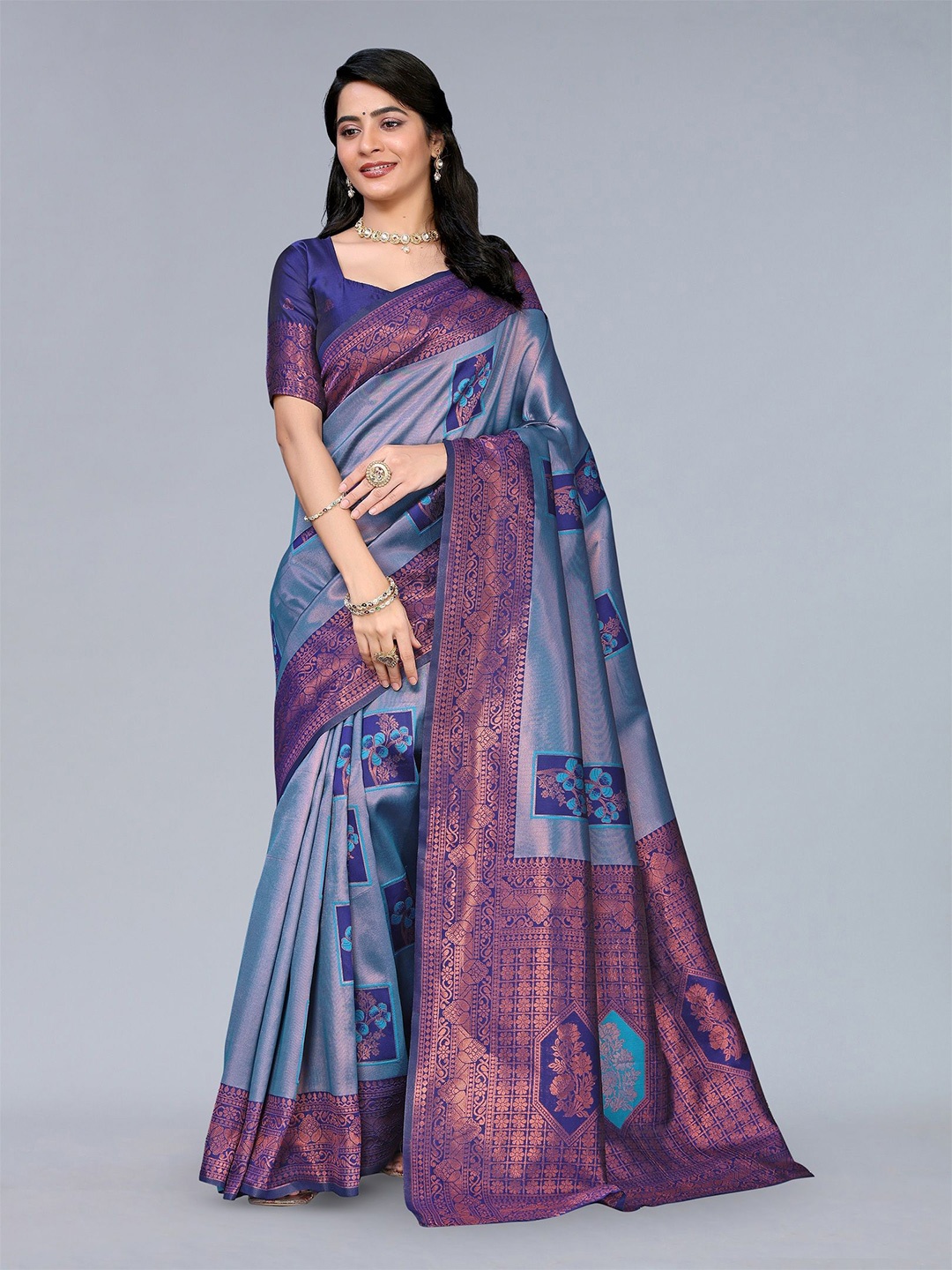 

saretramall Woven Design Zari Banarasi Saree, Teal
