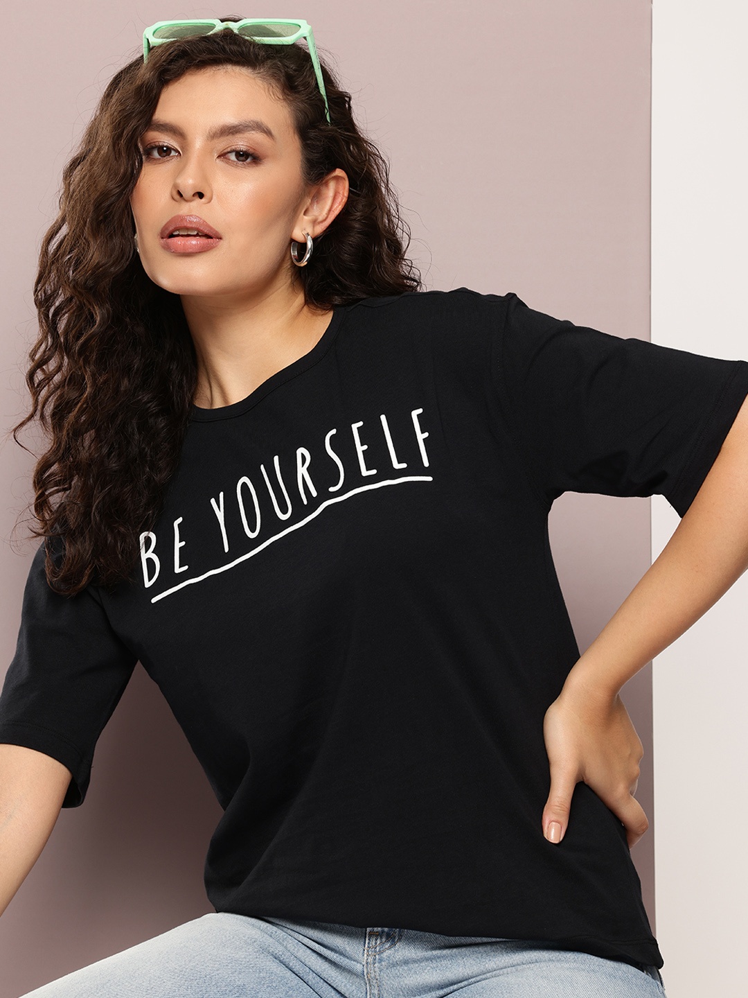 

Kook N Keech Oversized Fit Typography Printed Pure Cotton T-shirt, Black