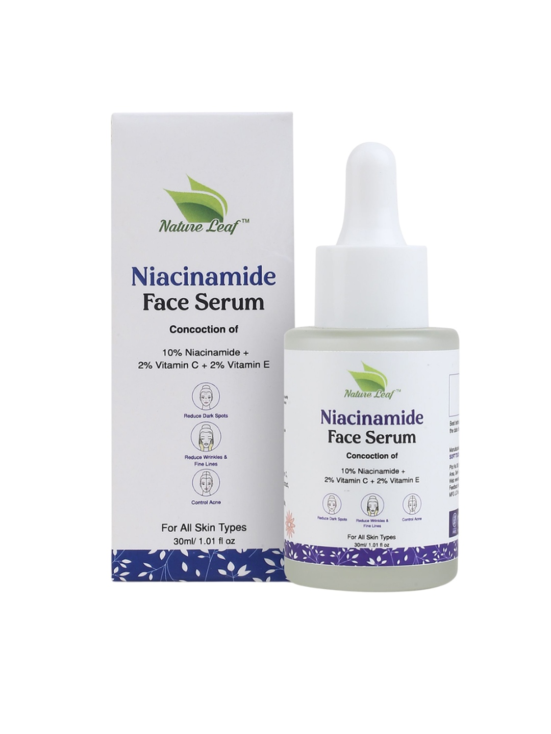 

Nature Leaf 10% Niacinamide Face Serum For Reduce Wrinkles & Fine Lines- 30 ml, White