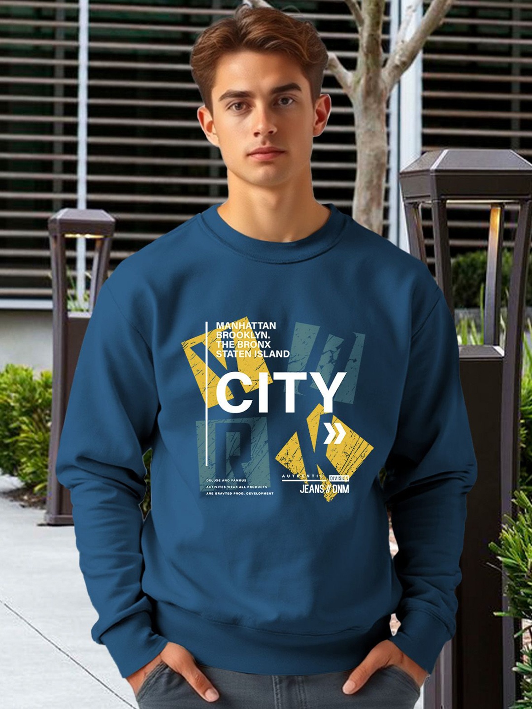 

AUSK Men Typography Printed Pullover Sweatshirt, Teal