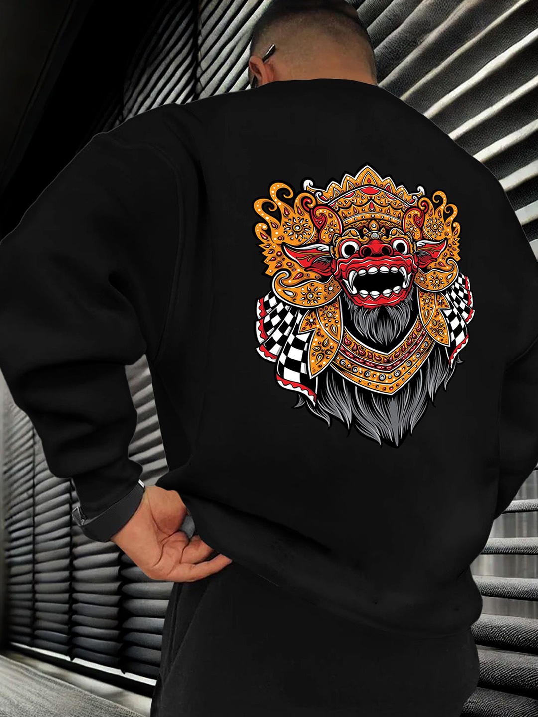 

AUSK Men Printed Sweatshirt, Black