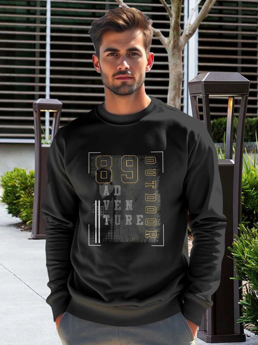 

AUSK Men Graphic Printed Sweatshirt, Black