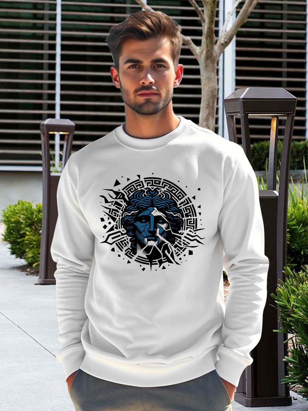 

AUSK Men Printed Sweatshirt, White