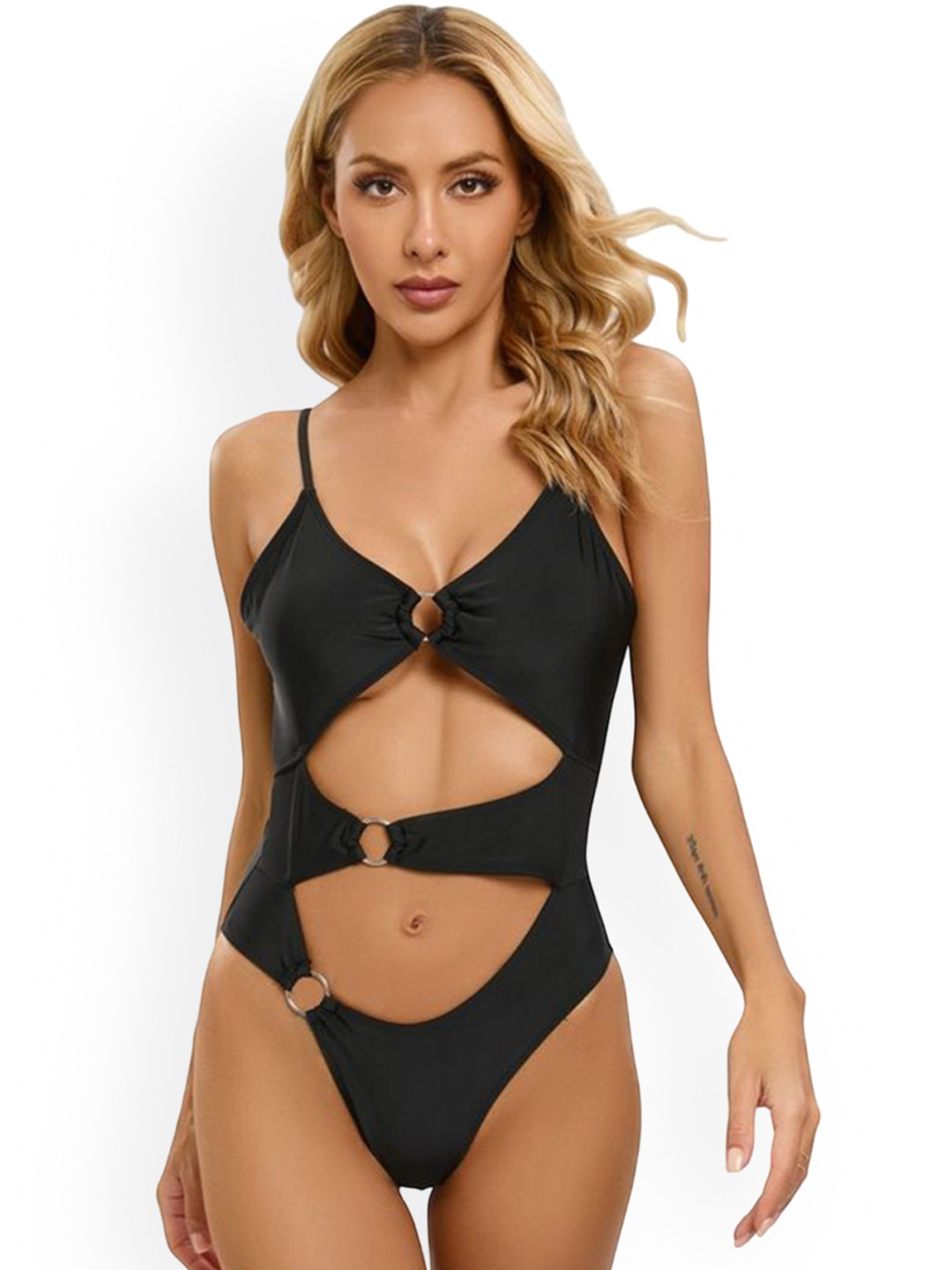 

LULU & SKY Women Cut-Out Basics Bodysuit, Black
