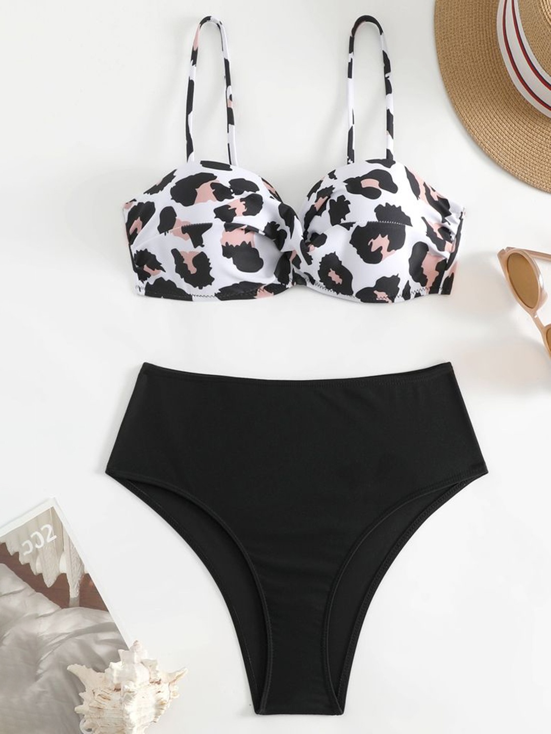 

LULU & SKY Women Animal Printed Swim Bikini Set, Black