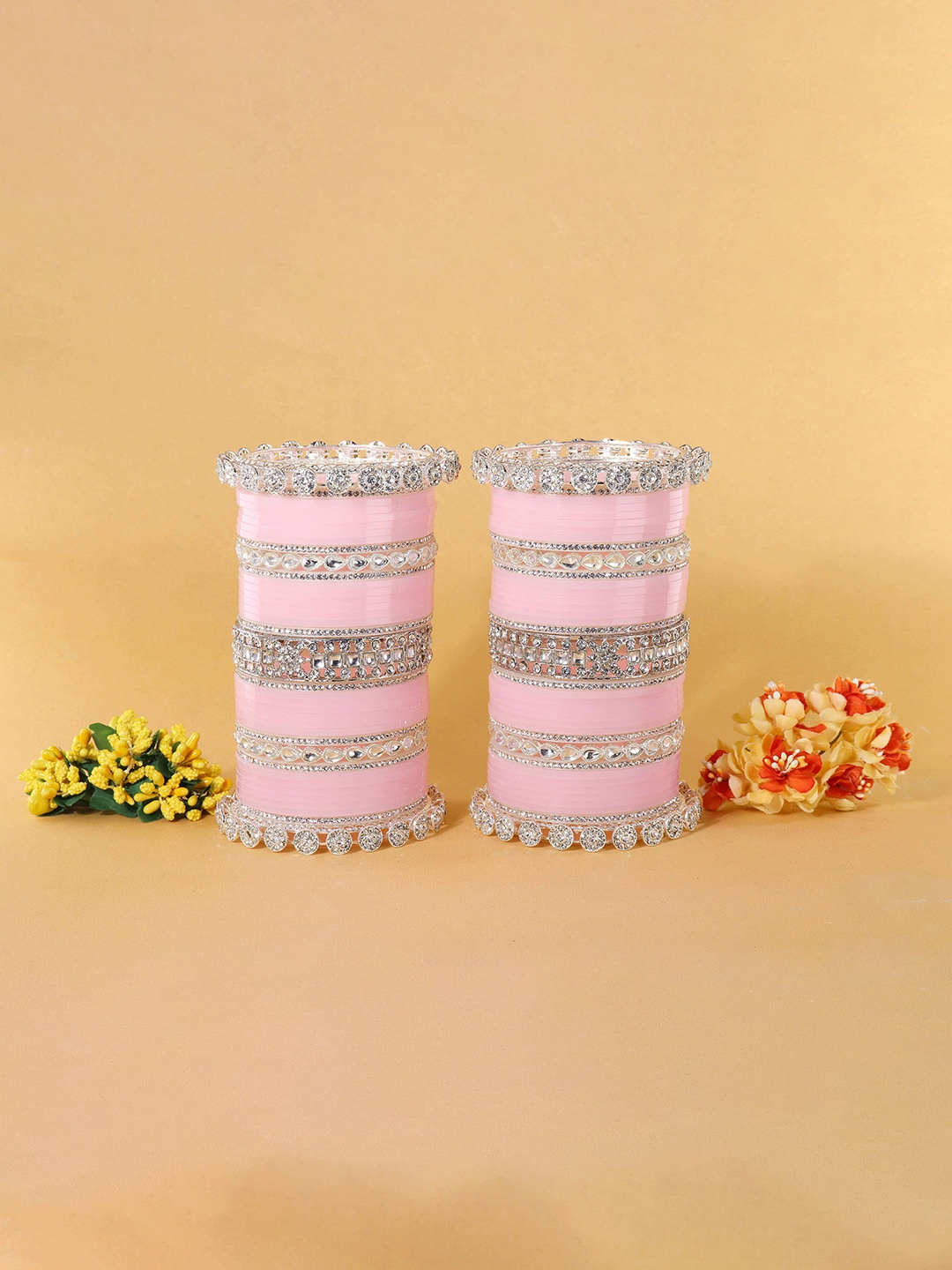 

NMII Set Of 74 Stone-Studded Bangles, Pink