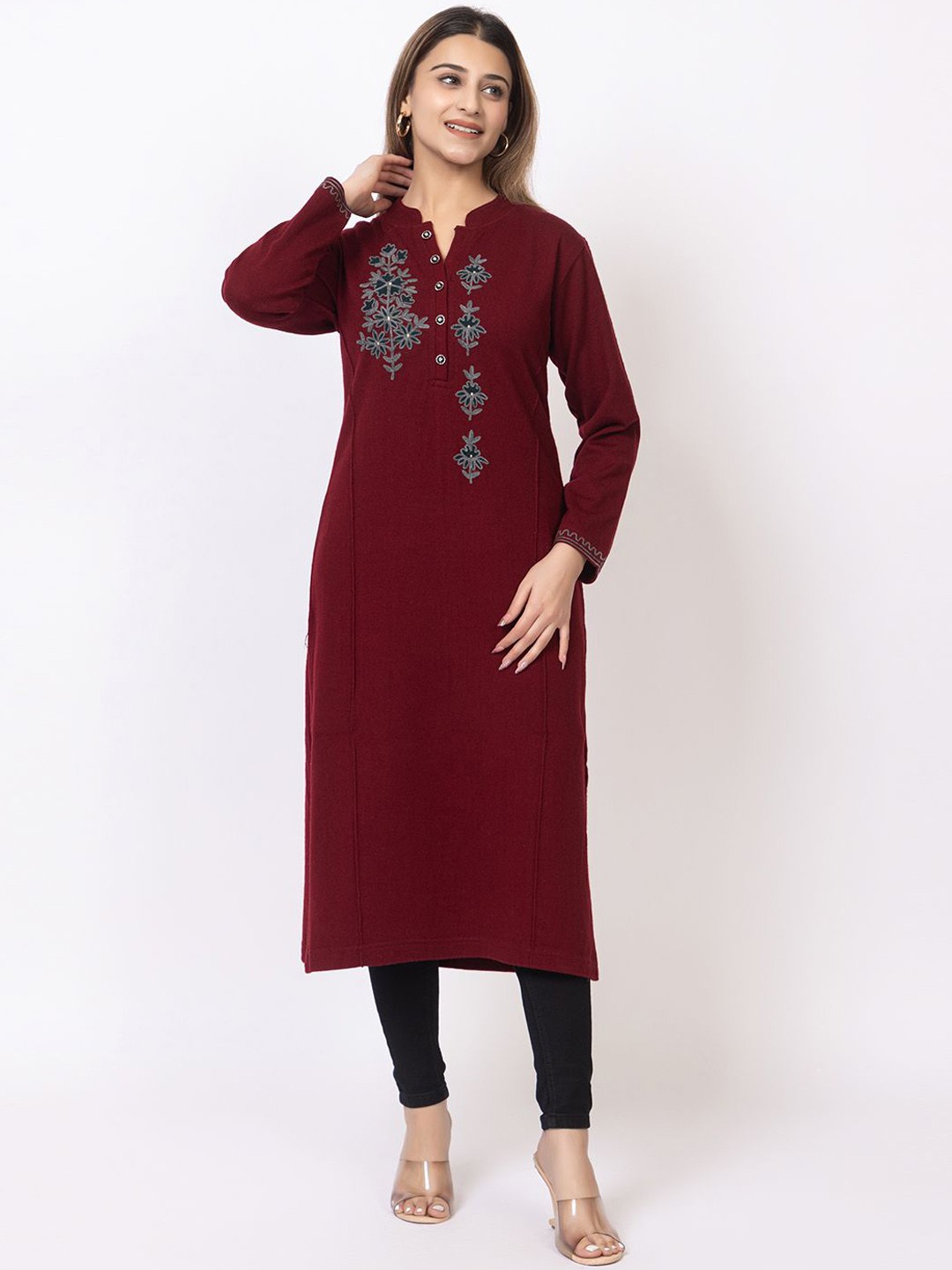 

TWENTY ME Women Floral Kurta, Maroon