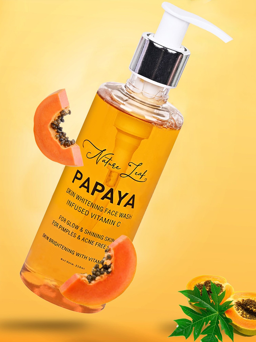 

Nature Leaf Papaya Oil Control & Glowing ,Pure Herbal Face Wash- 210 ml, Orange