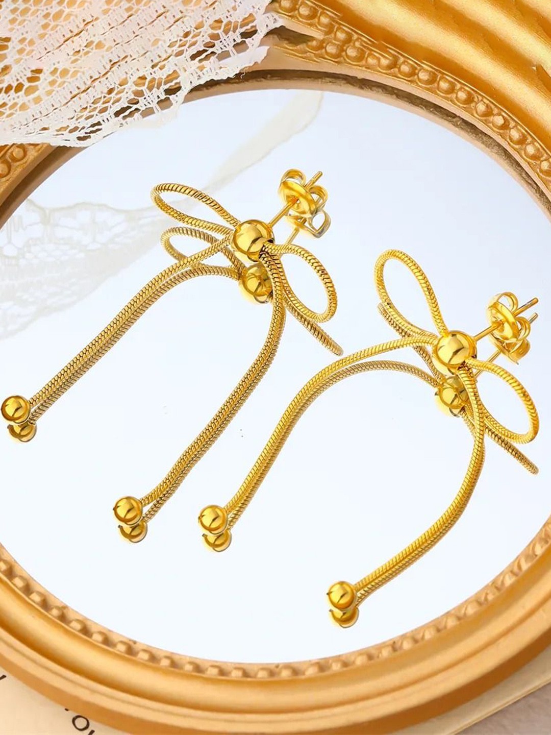 

MEENAZ Geometric Drop Earrings, Gold