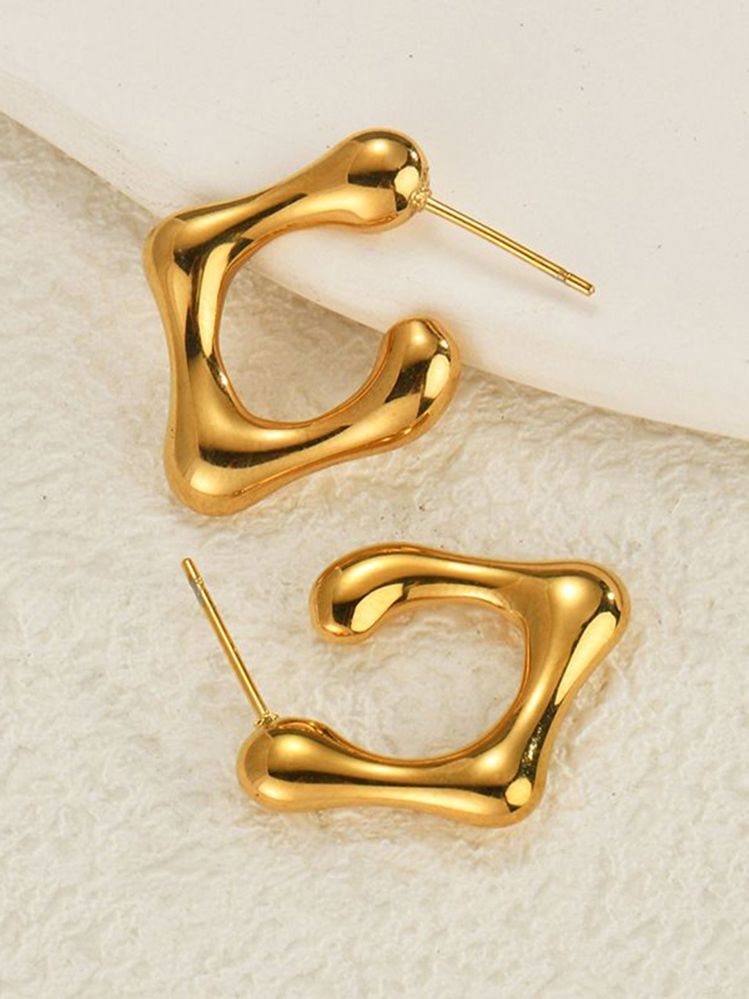 

MEENAZ Geometric Half Hoop Earrings, Gold
