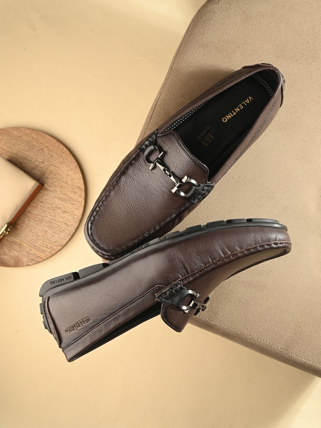 

Valentino Men Leather Loafers, Brown