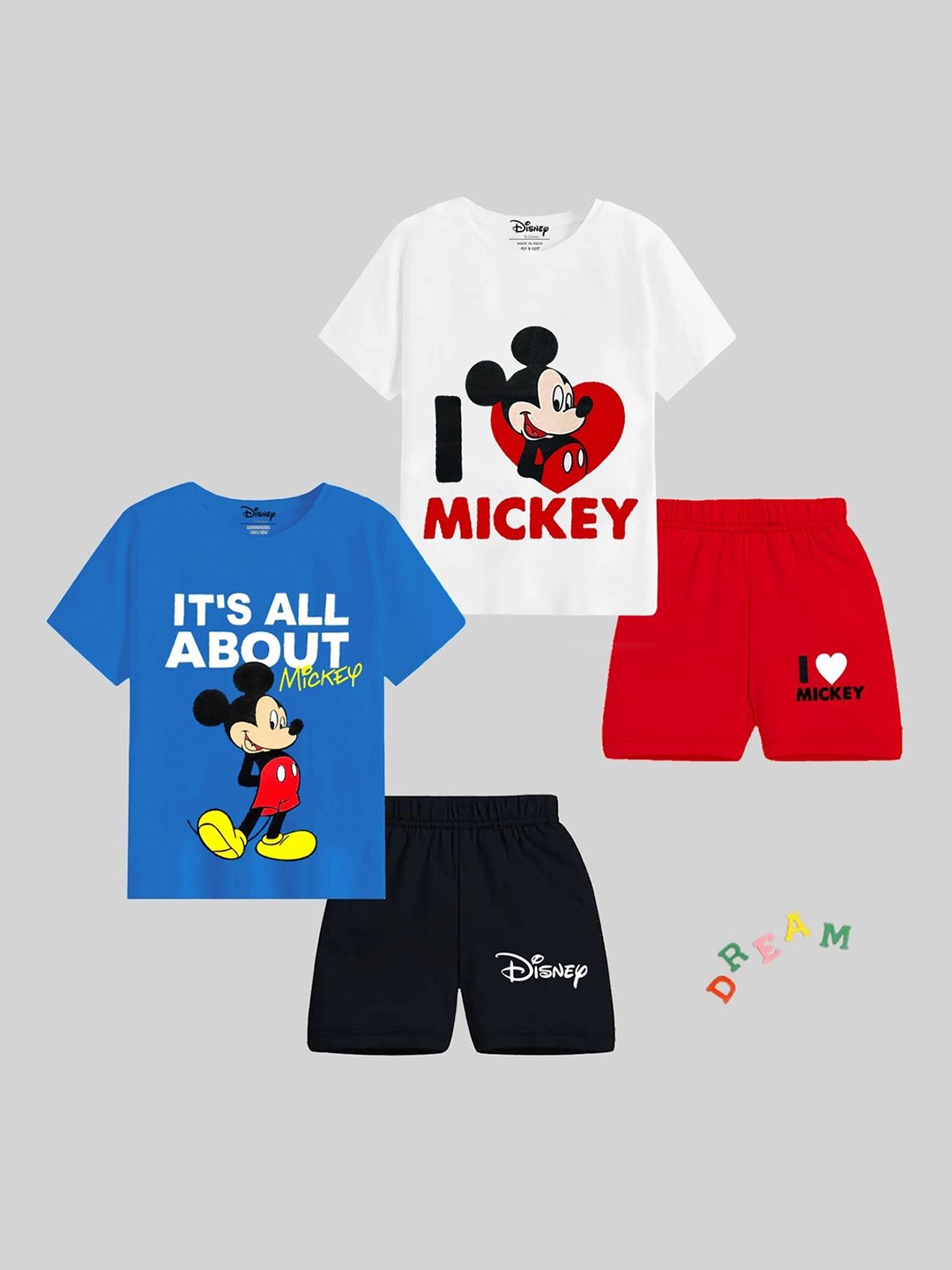 

Disney By Miss and Chief Boys Printed T-shirt with Shorts, White