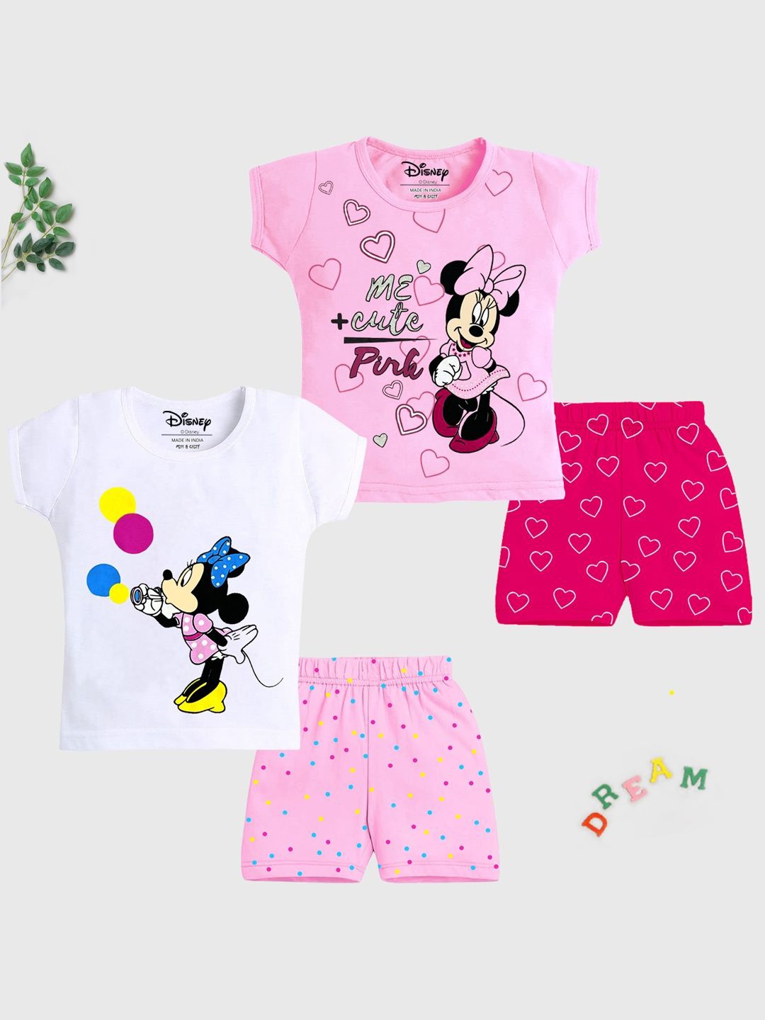 

Disney By Miss and Chief Girls Printed T-shirt with Shorts, Pink