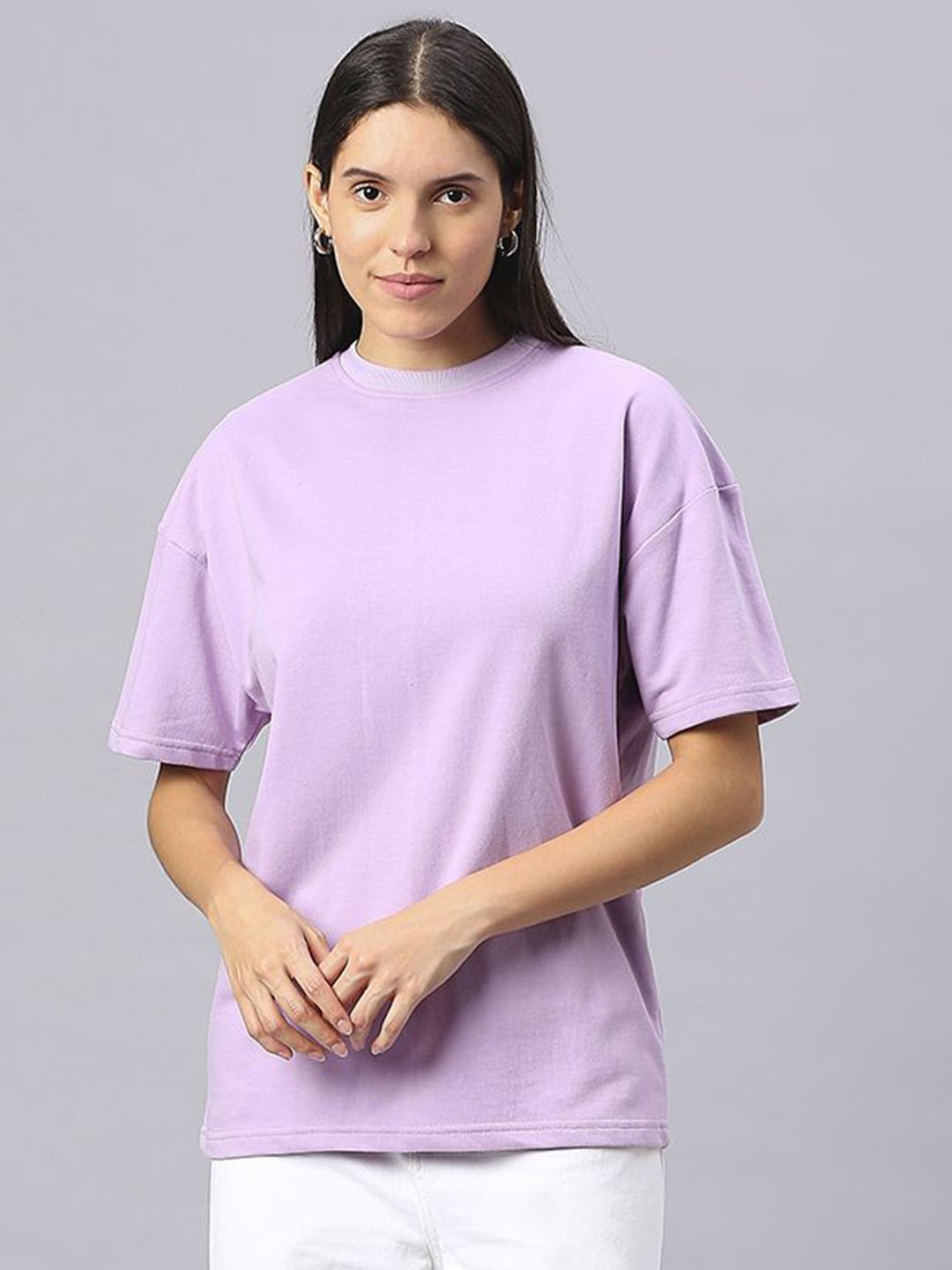 

HOUSE OF RS Solid Baggy T-shirt, Lavender