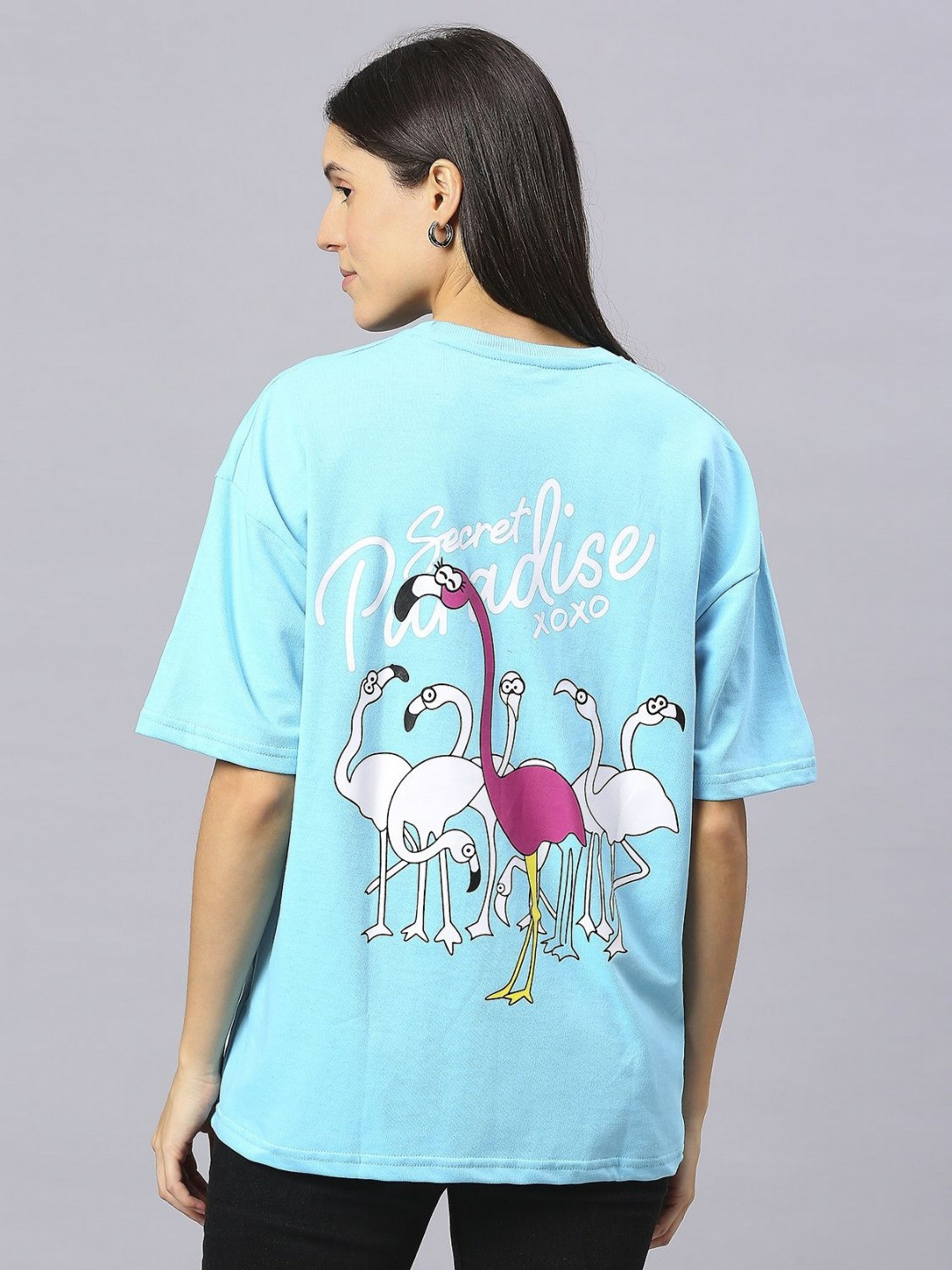 

HOUSE OF RS Women Secret Paradise Printed Oversized T-shirt, Turquoise blue