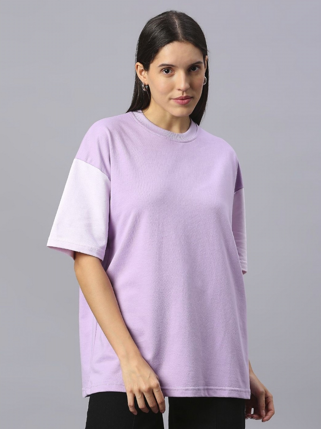 

HOUSE OF RS Women Cloud Solid Oversized T-shirt, Purple