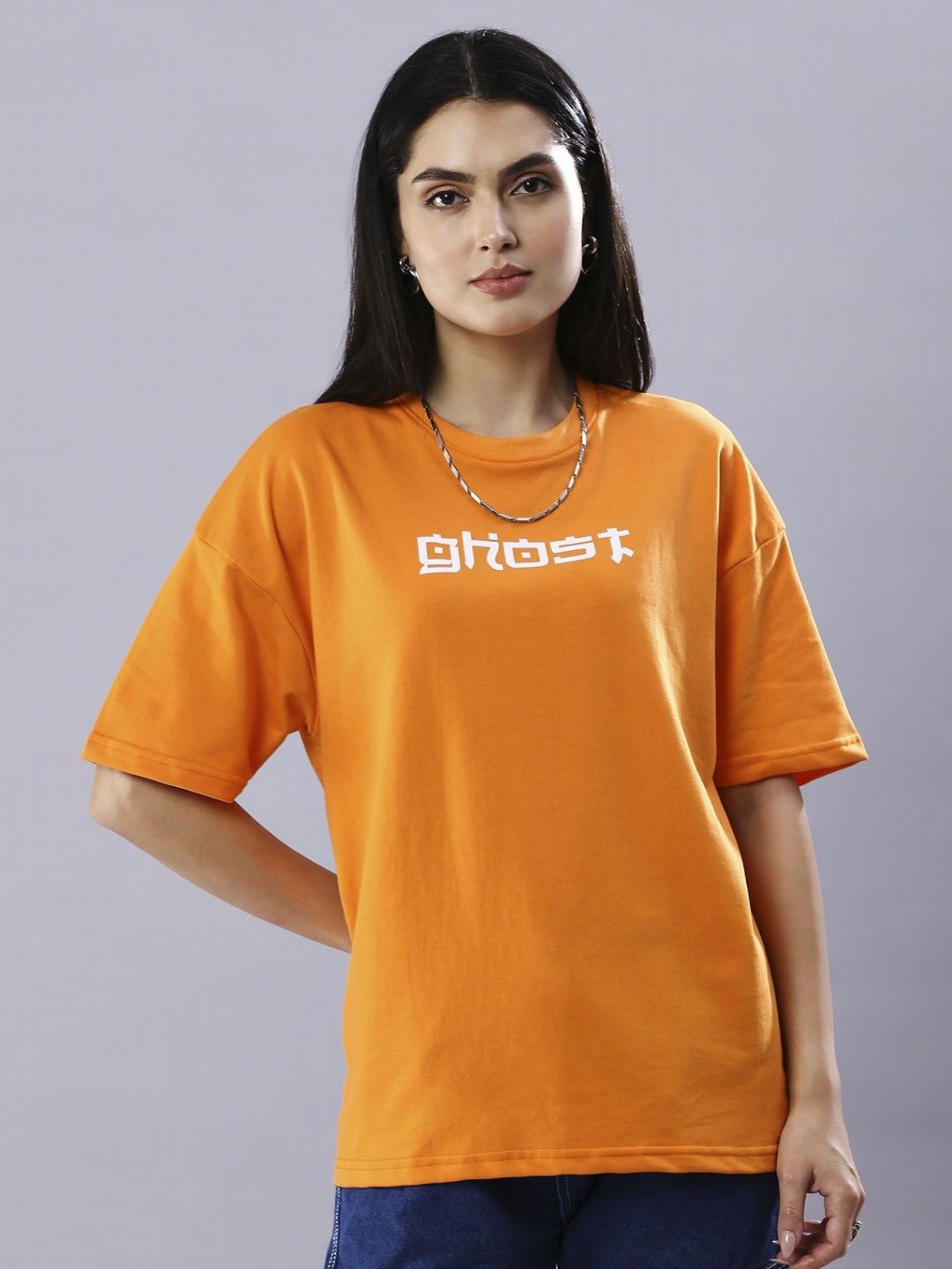

HOUSE OF RS Women Ghost of Tsushima Printed Oversized T-shirt, Orange