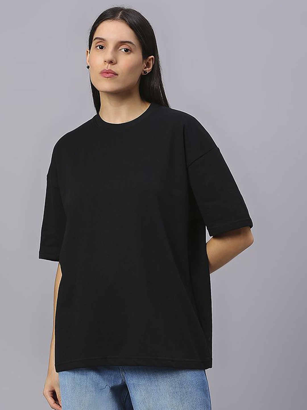 

HOUSE OF RS Solid Baggy T-shirt, Black