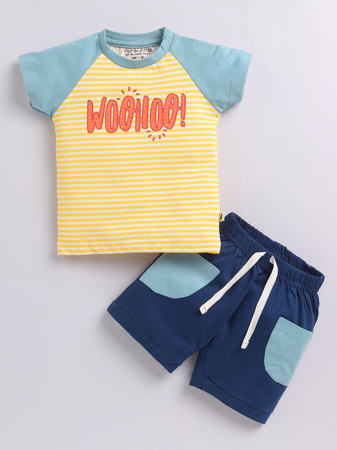 

Mumbl Jumbl Boys Printed T-shirt with Shorts, Yellow