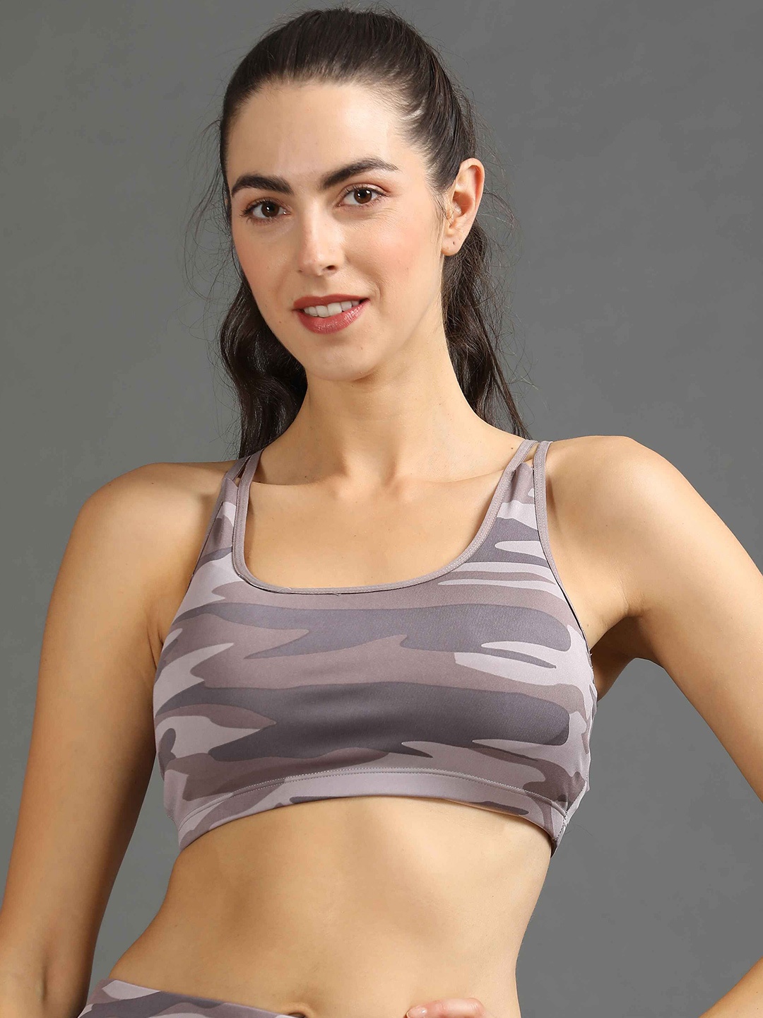 

GOLDSTROMS Women Dry Fit Printed Full Coverage Bra, Grey