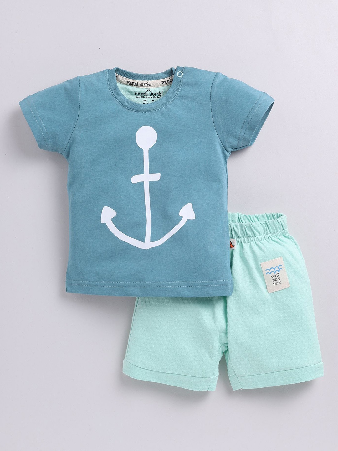 

Mumbl Jumbl Boys Printed T-shirt with Shorts, Green