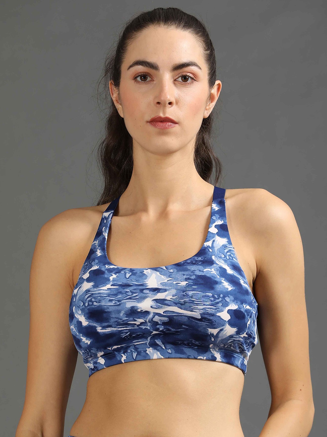 

GOLDSTROMS Women Dry Fit Full Coverage Removable Padding Sports Bra, Blue
