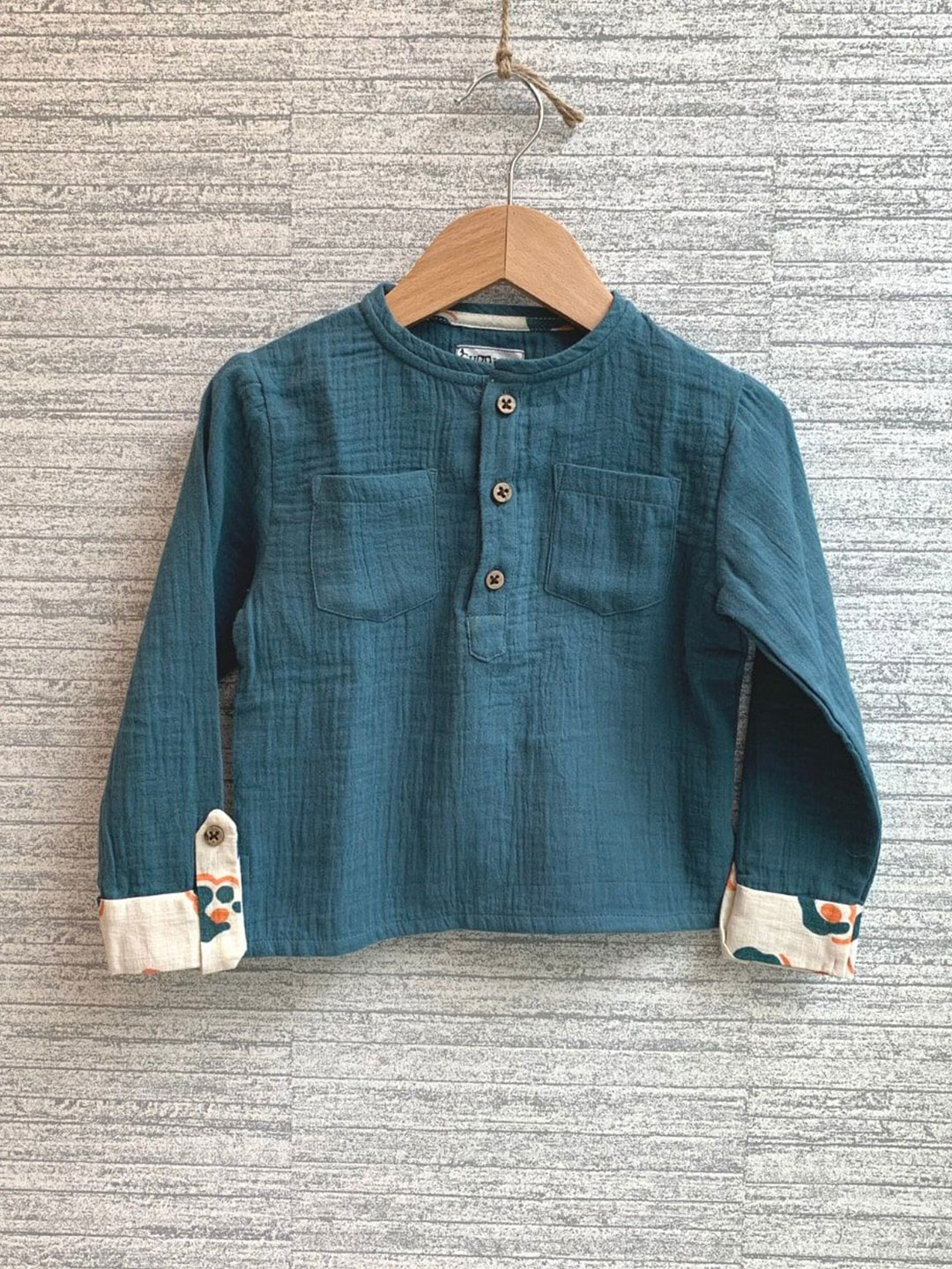 

EARTHY TWEENS Boys Comfort Band Collar Solid Organic Cotton Casual Shirt, Olive