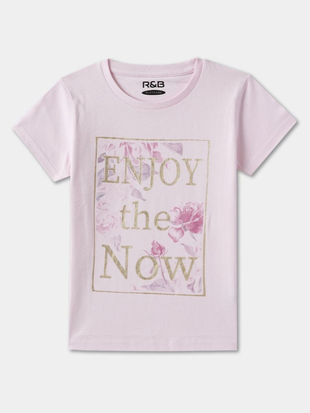 

R&B Girls Graphic Printed Round Neck Cotton T-shirt, Pink