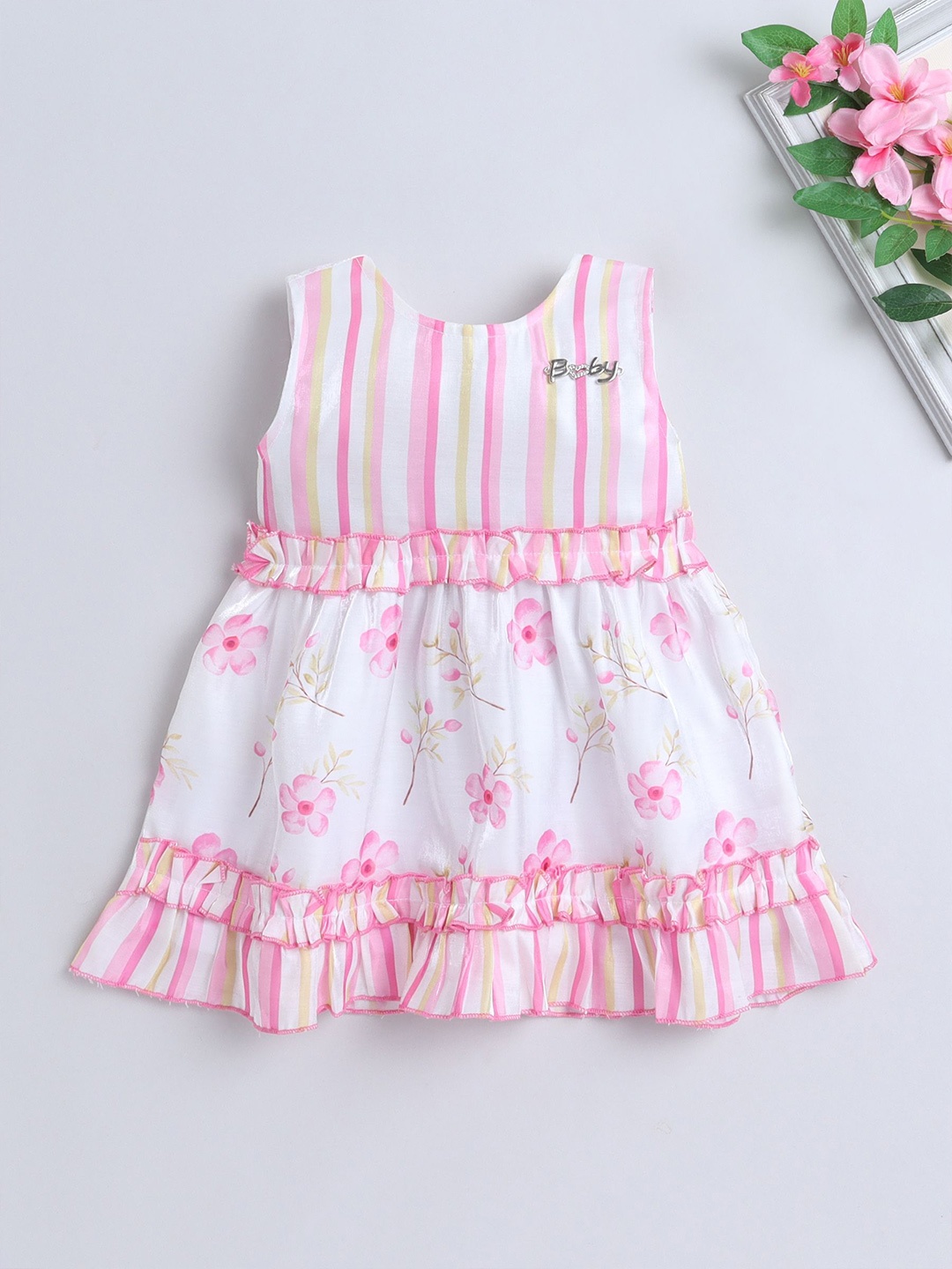 

The Magic Wand Girls Floral Printed Fit & Flare Dress, Pink