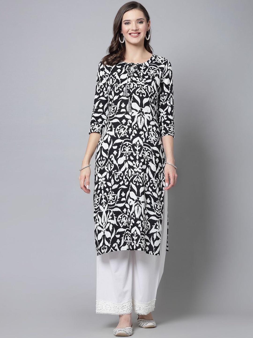 

kipek Women Floral Floral Kurta, Black