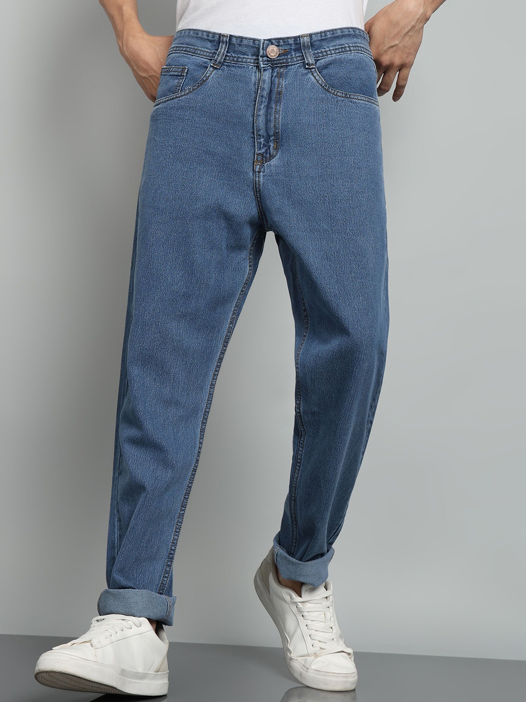 

AFLASH Men Mid-Rise Relaxed Fit Stretchable Jeans, Blue