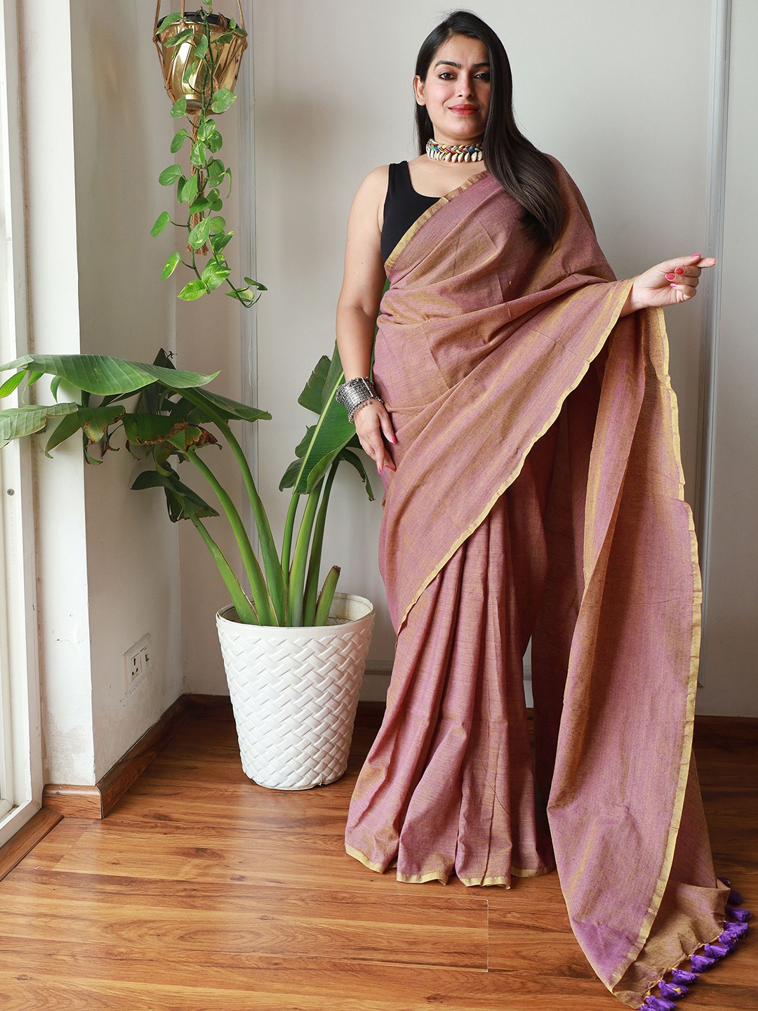 

Anouk Pure Cotton Saree, Purple