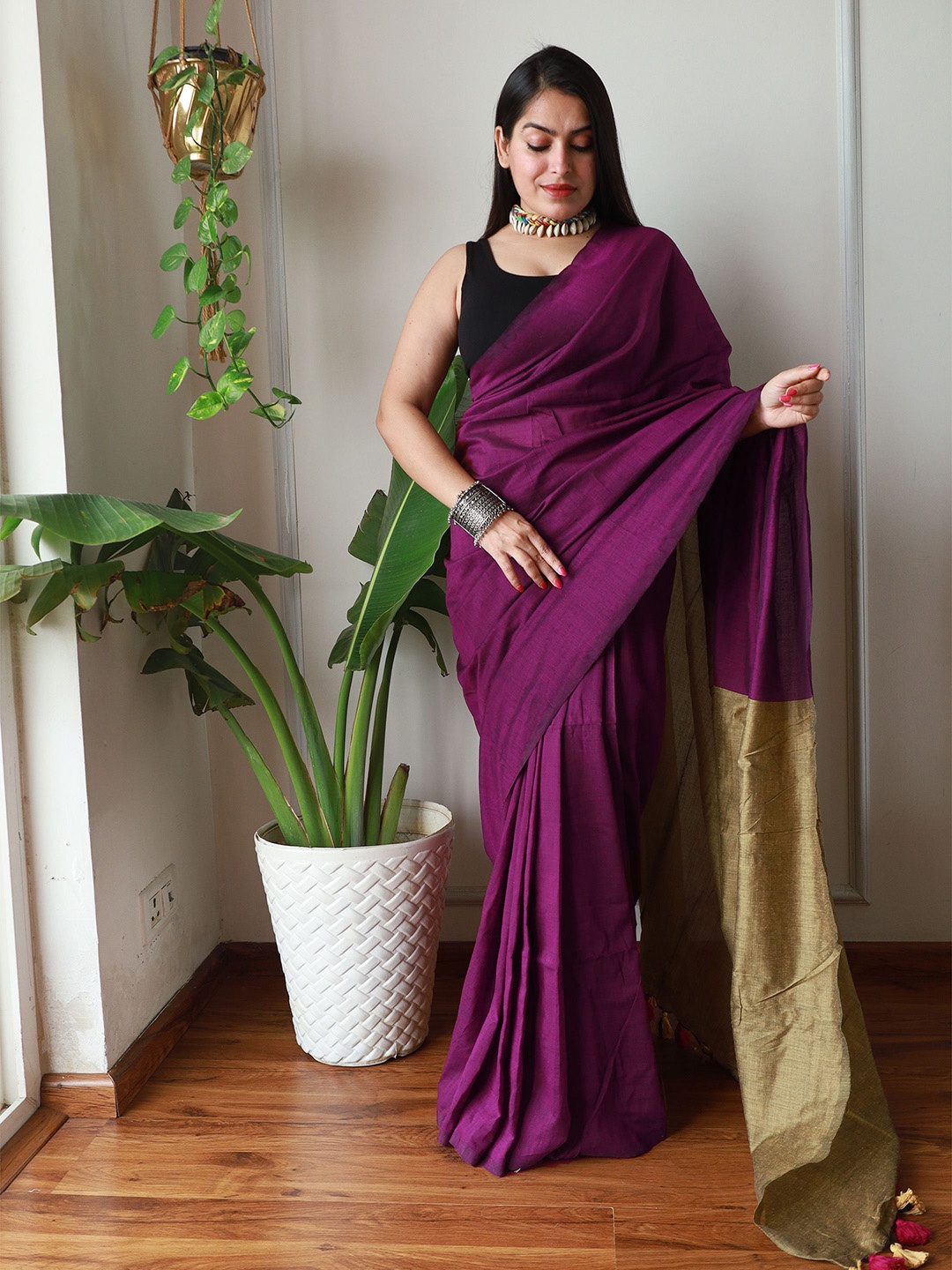 

Anouk Pure Cotton Saree, Burgundy