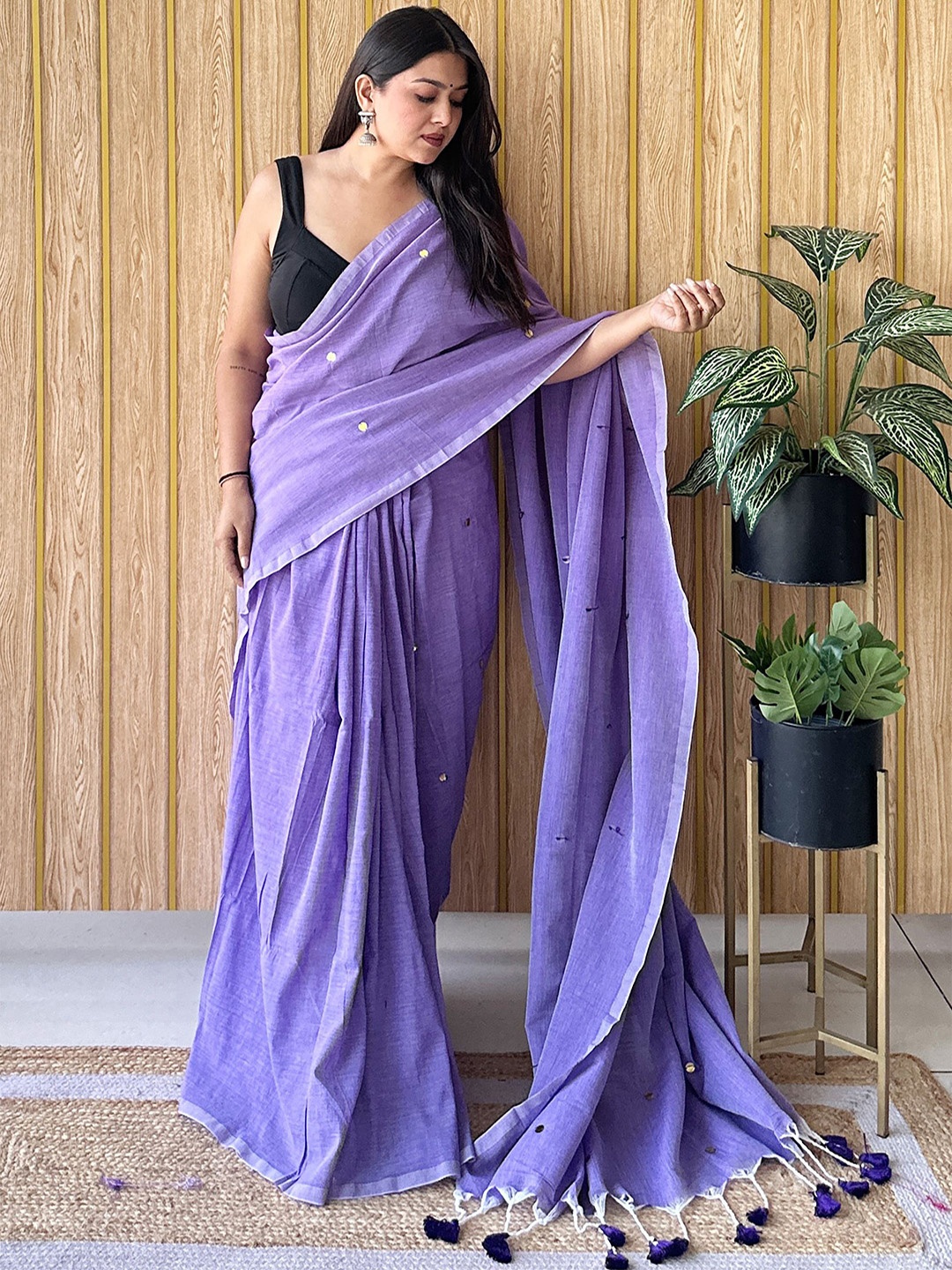 

Anouk Pure Cotton Khadi Saree, Lavender