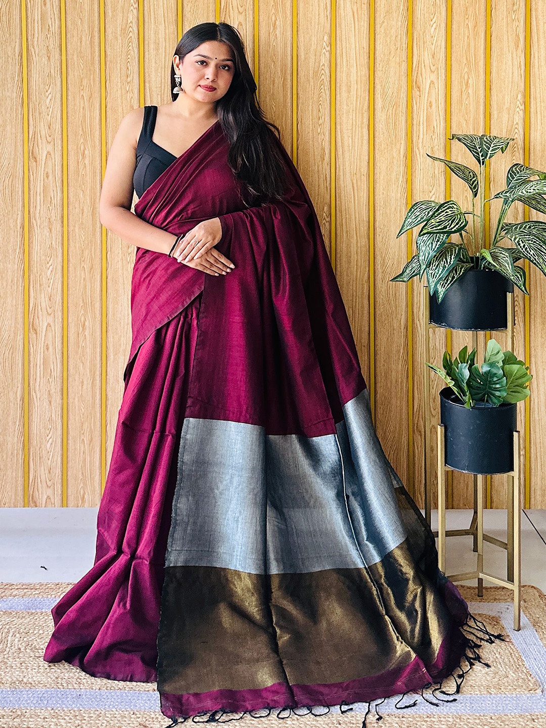 

Anouk Pure Cotton Saree, Burgundy