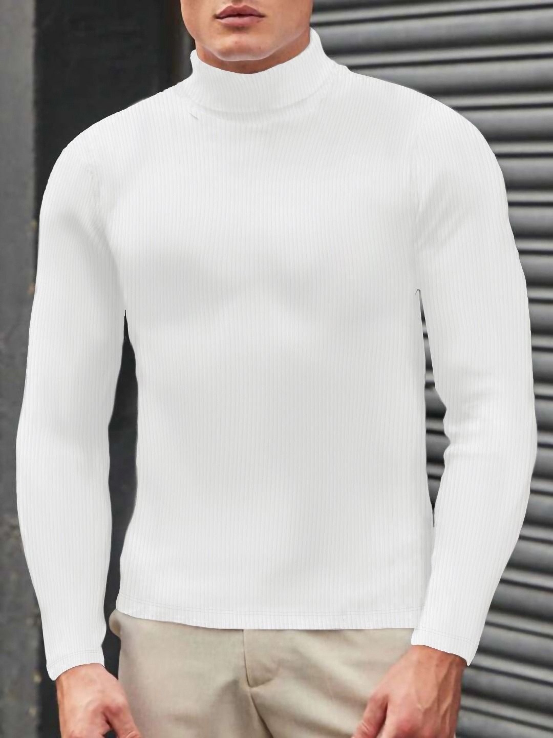 

The Dry State Men Solid Turtle Neck Slim Fit T-shirt, White