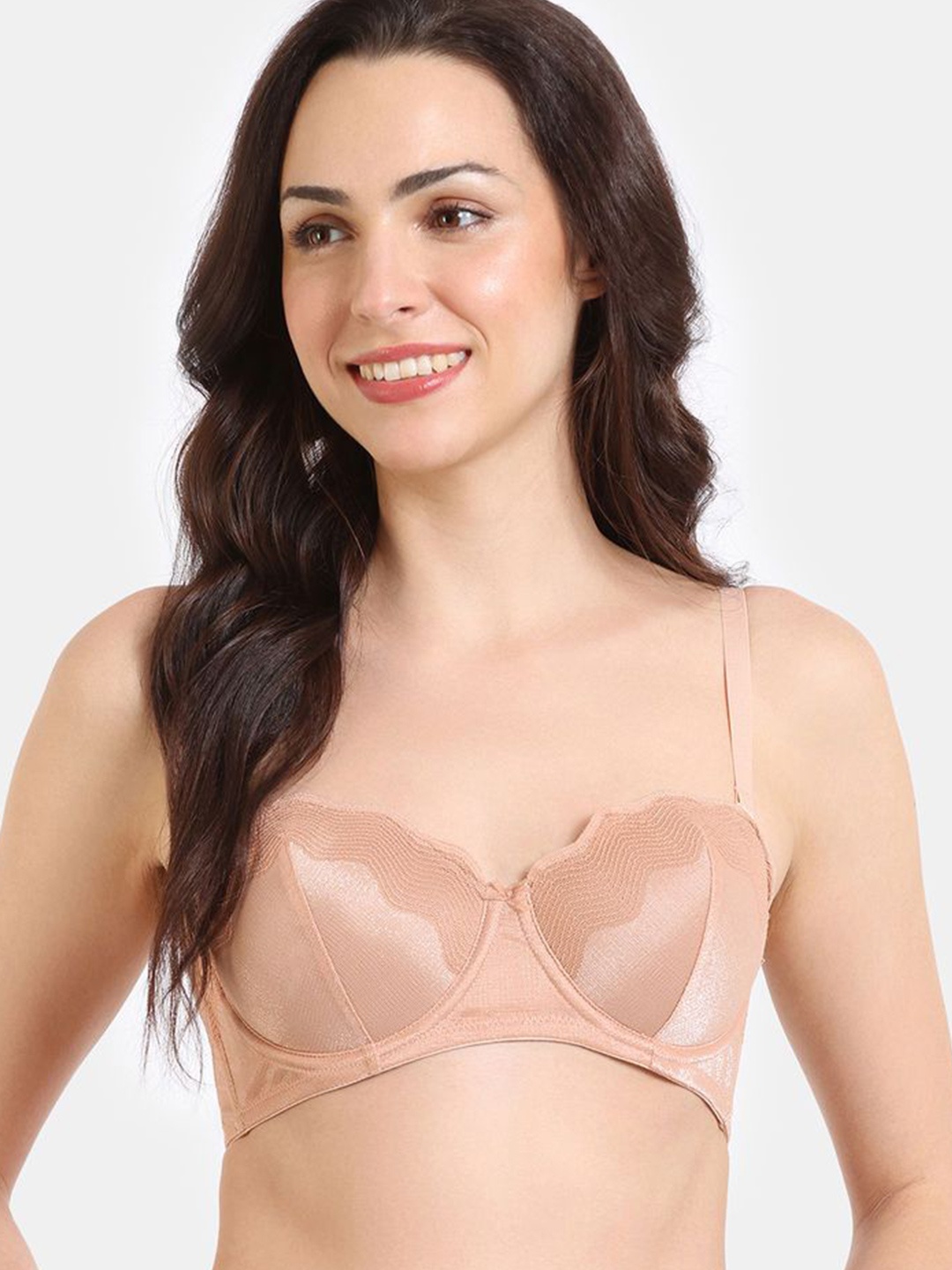 

Zivame Women Medium Coverage Underwired Lightly Padded Bra, Cream