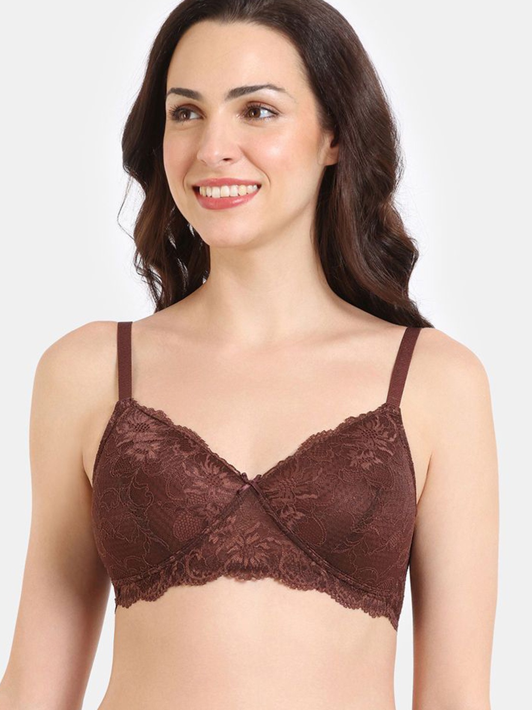 

Zivame Floral Medium Coverage Lightly Padded T-shirt Bra, Brown