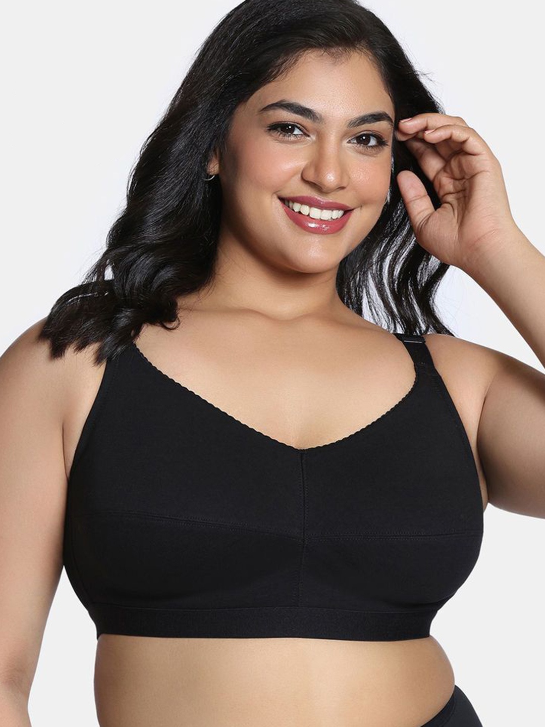 

Zivame Women All Day Comfort Non-Wired Full Coverage Non Padded Minimizer Bra, Black