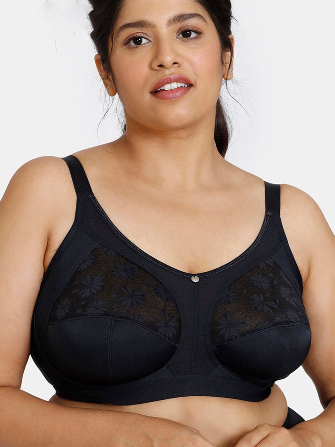 

Zivame Floral Self Design Full Coverage Bra, Navy blue