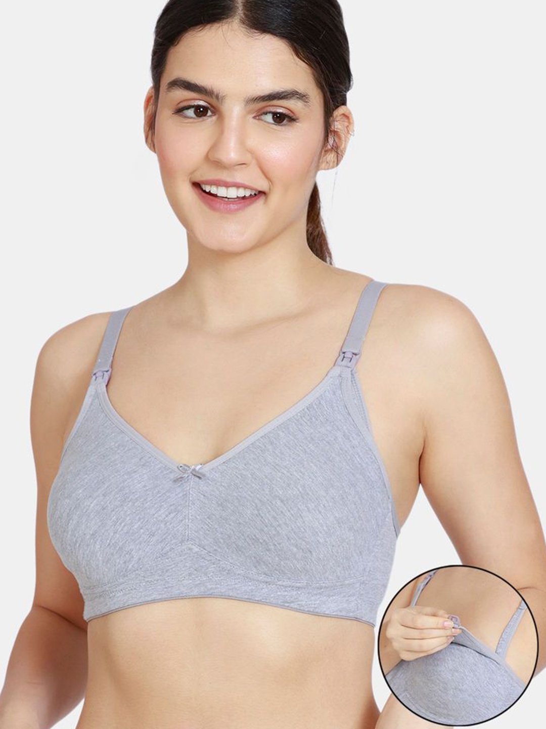 

Zivame Women Maternity Medium Coverage Cotton Bra, Grey