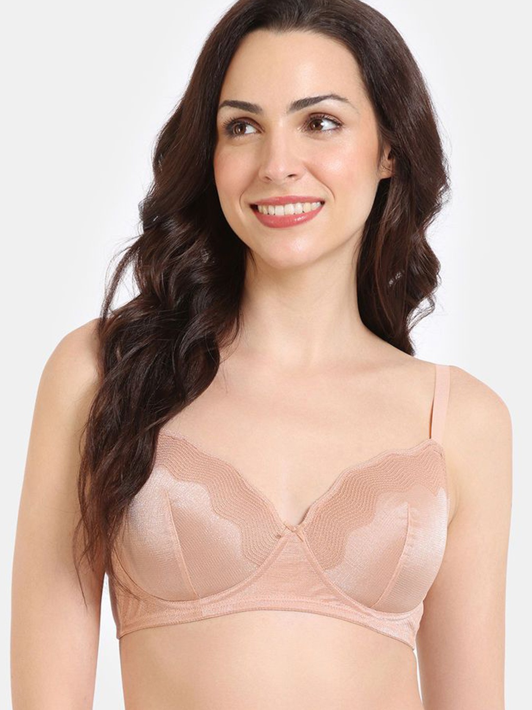 

Zivame Medium Coverage Lightly Padded Balconette Bra, Nude