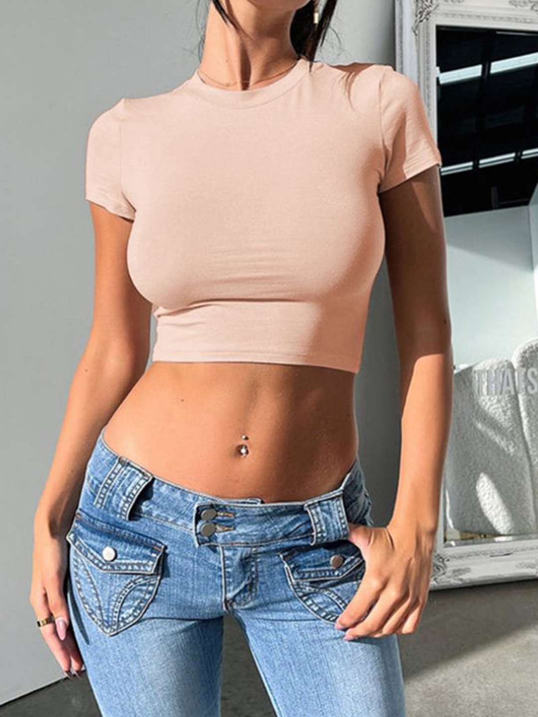 

StyleCast Women Fitted Crop Top, Peach