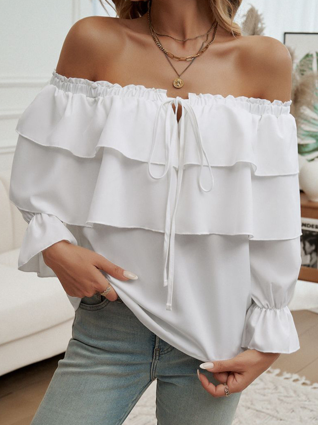 

StyleCast Off-ShoulderBardot Top, White