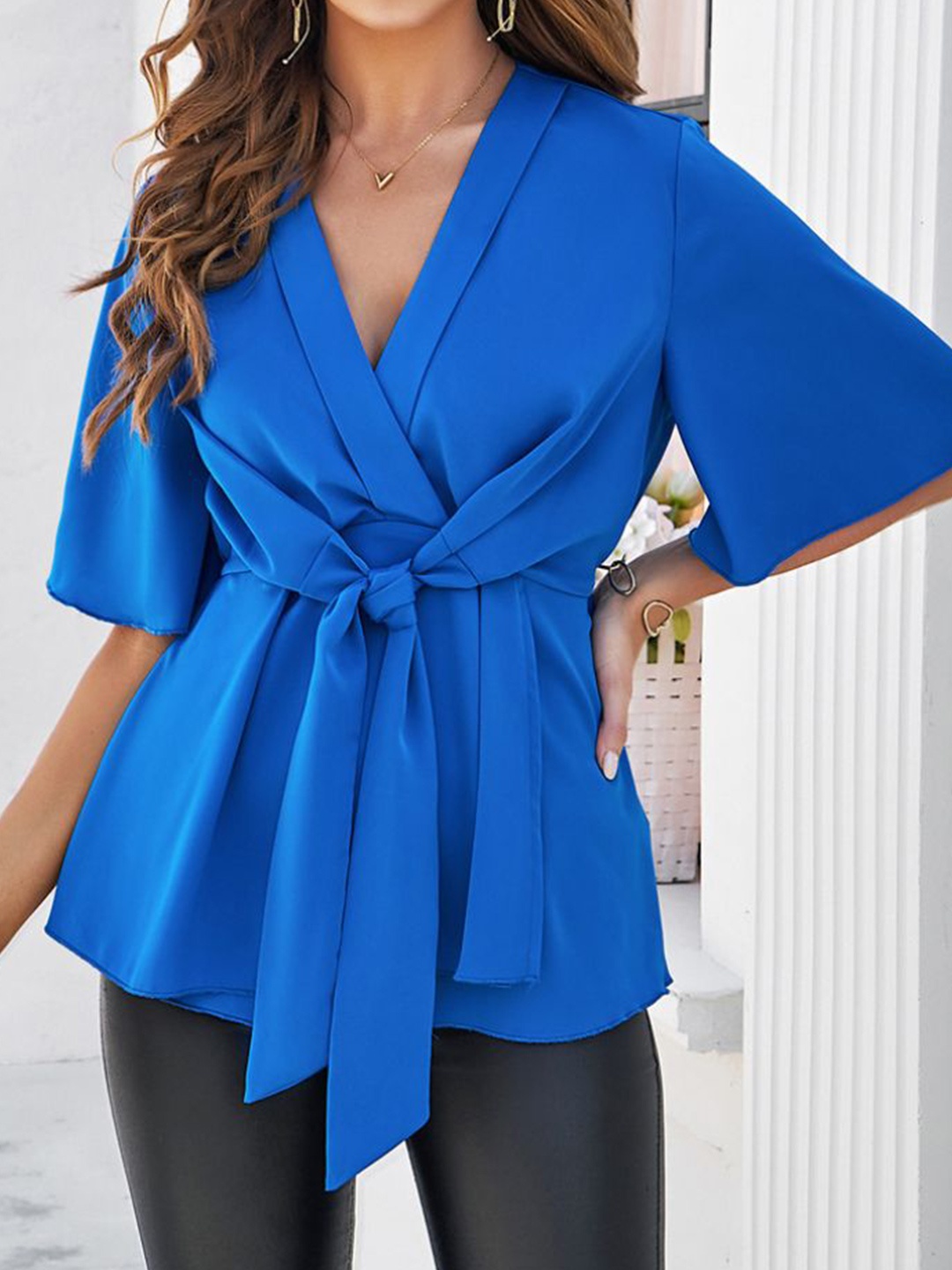 

StyleCast Women V-Neck Wrap Top, Blue