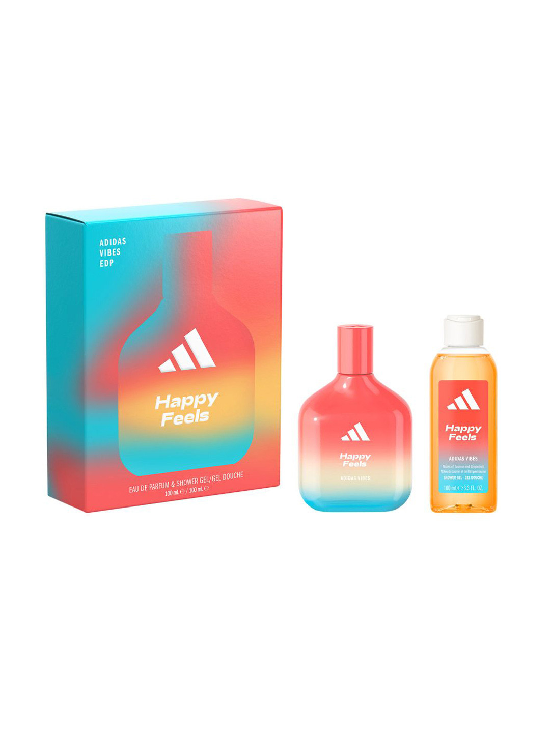 

Adidas Vibes Happy Feels Gift Set Eau de Parfum - 100ml & Shower Gel - 100ml, Transparent