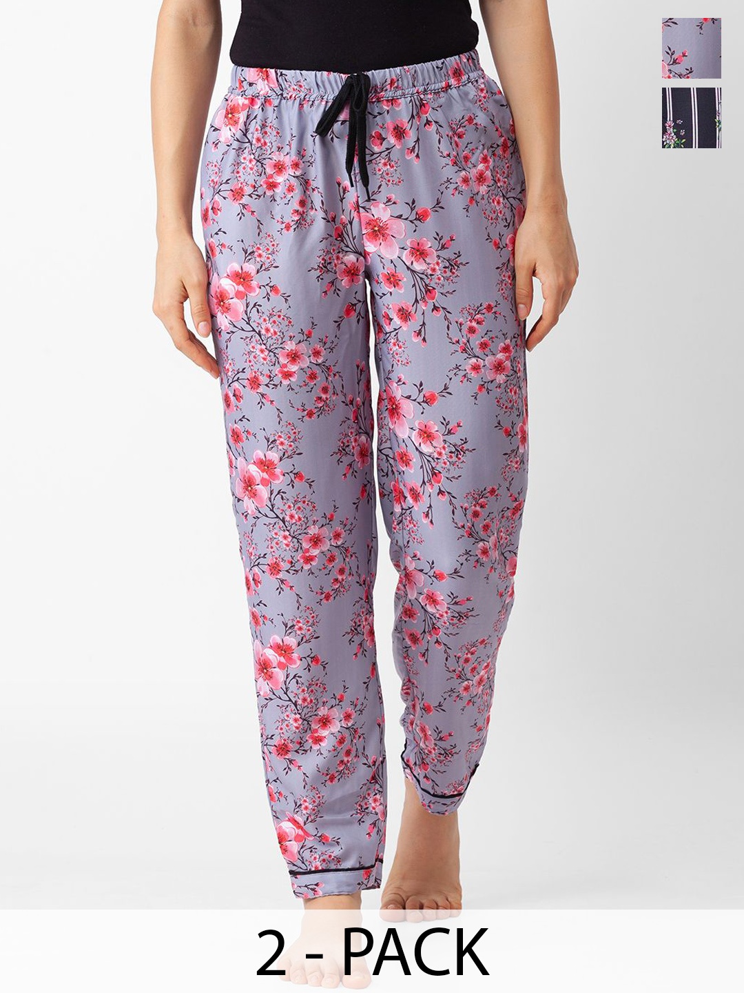 

NOIRA Women Pack Of 2 Printed Lounge Pants, Purple