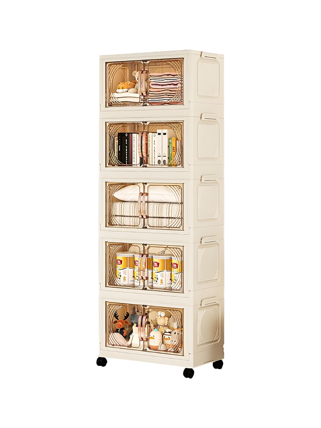

HOUSE OF QUIRK Beige Super Strong 5 Layer Multi Organiser With Wheels